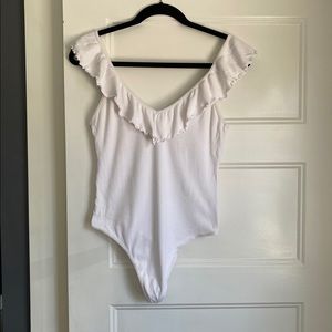 Wilfred Ribbed Ruffle Tank Bodysuit